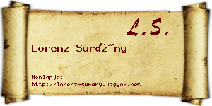 Lorenz Surány névjegykártya